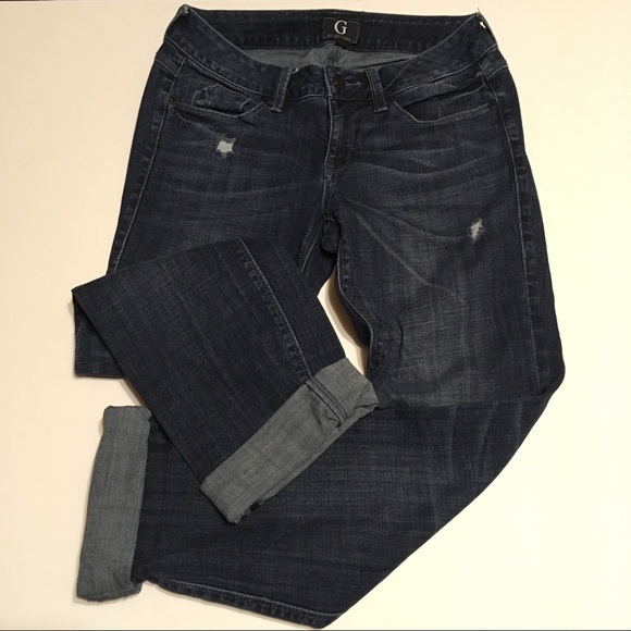 G by Giuliana Denim - $12/2+ Cuffed Straight Leg Jeans Distressed